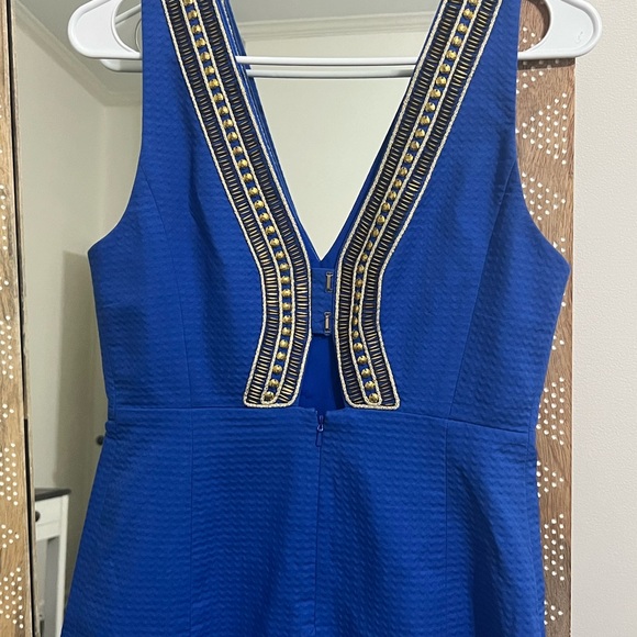 Lilly Pulitzer Royal Blue Shift with Gold Neckline Beading - Picture 5 of 7